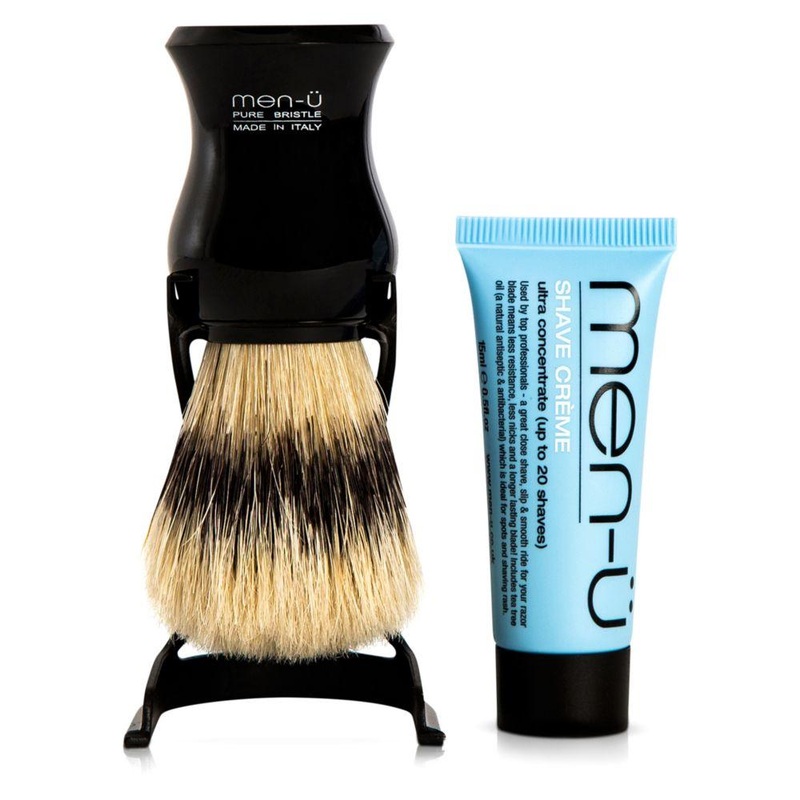 Black Barbiere Pure Bristle Shaving Brush With Stand & Free 15Ml Shave CrMe Buddy Tube