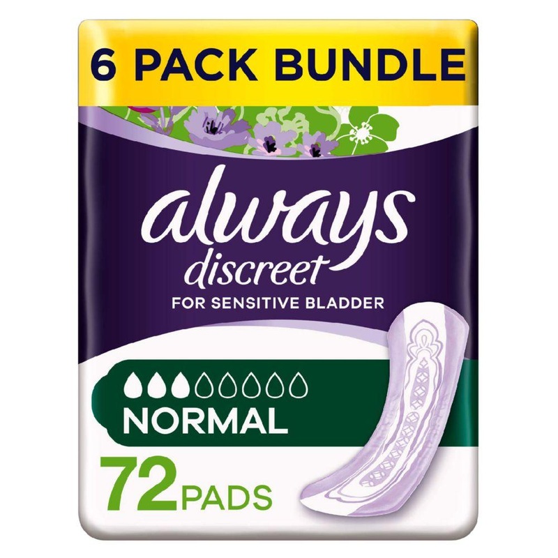 Discreet Normal Pads – 72 Pads (6 Pack Bundle)