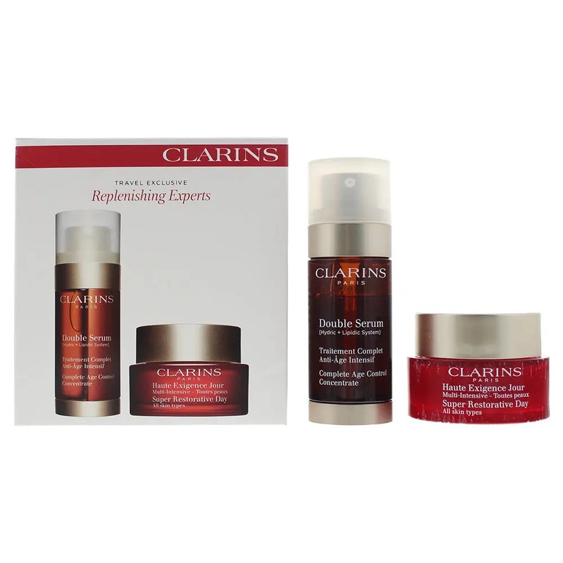 Clarins 2 Piece Gift Set: Double Serum 30ml – Super Restorative Day Cream 50ml