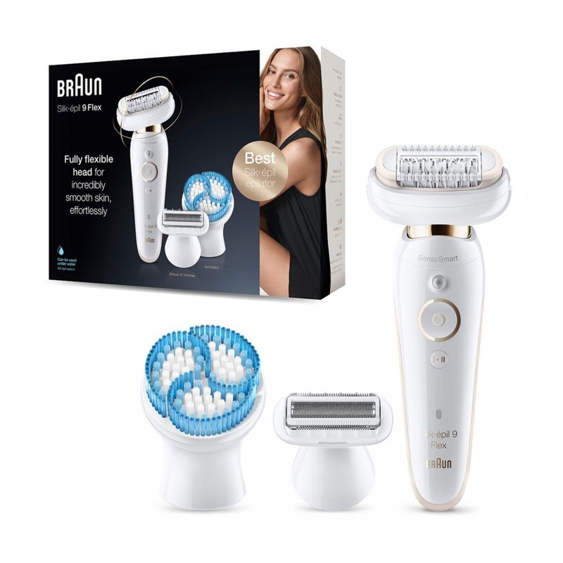 Silk-pil 9 Flex 9-010 – Epilator With Flexible Head For Easier Hair Removal, White/Gold