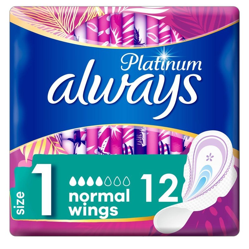 Platinum Normal (Size 1) Sanitary Towels Wings 12 Pads