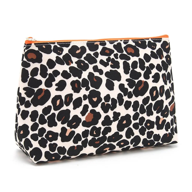 Victoria Green ‘Mia’ Large Makeup Bag in Leopard Tan