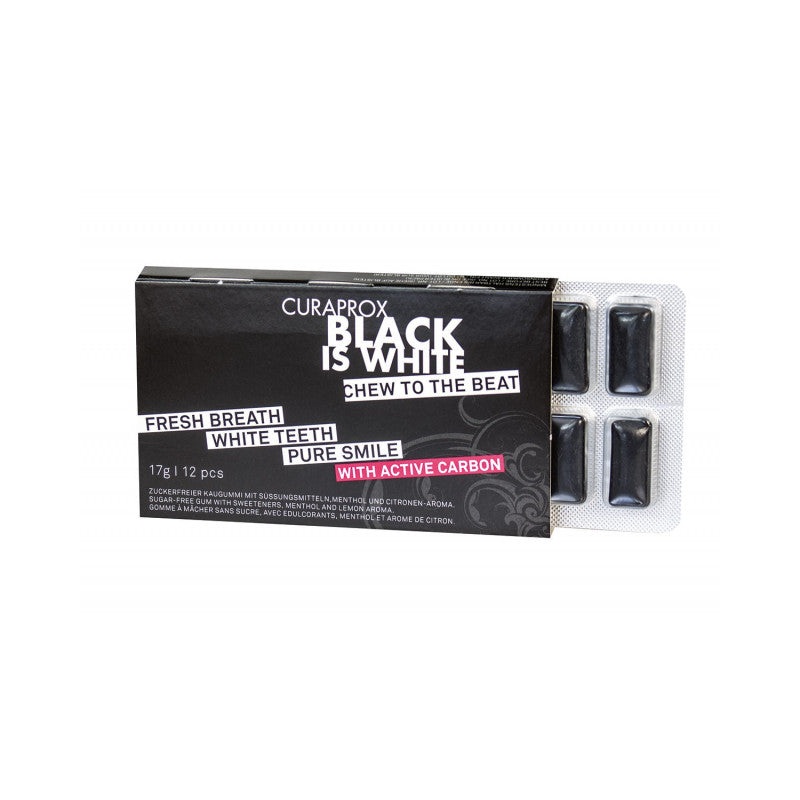 Black Is White Charcoal Chewing Gum 12 pieces