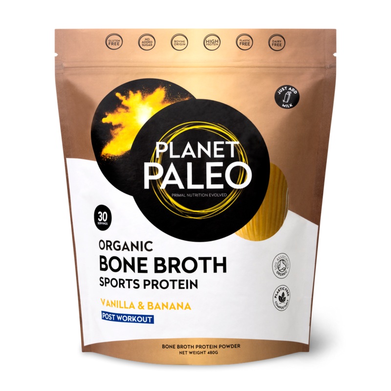Organic Bone Broth Sport Protein – Vanilla & Banana 480g