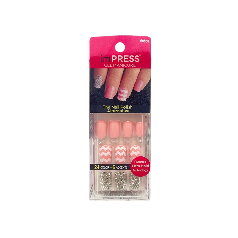 Kiss Impress Nails 60660 Bright as a Feather Pink Glitter