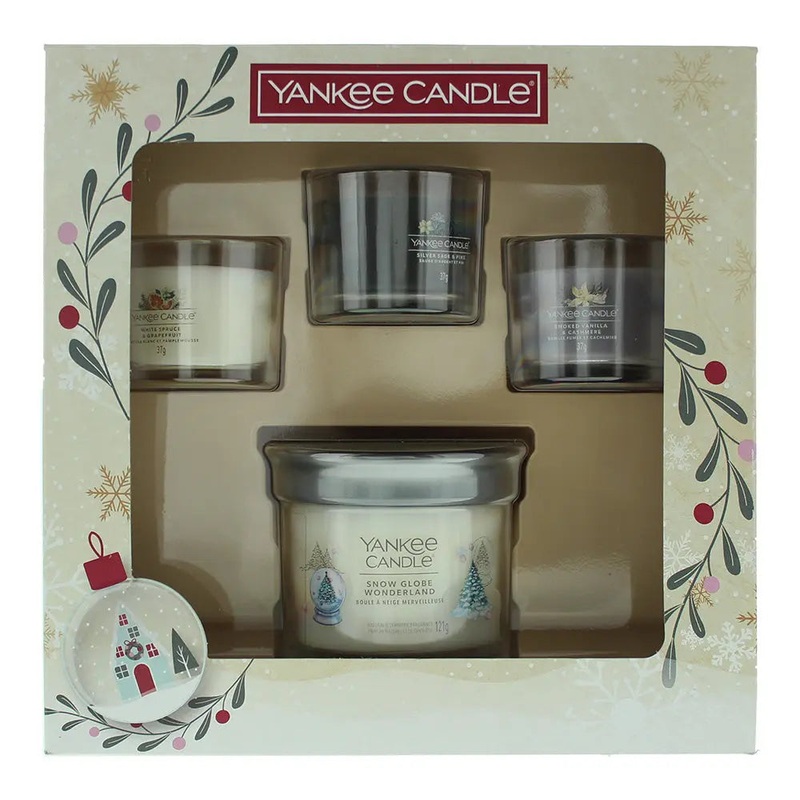 Yankee Candle 4 Piece Gift Set: Snow Globe Wonderland 121g – White Spruce  Grap