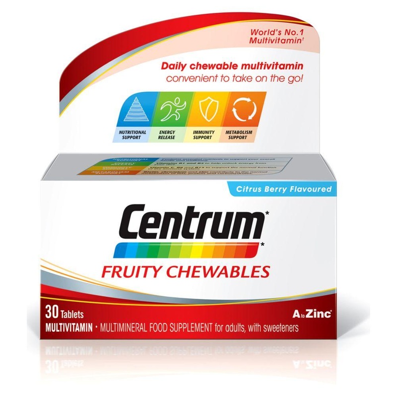 Fruity Chewables – 30 Citrus Berry Flavoured Tablets With Sweetener