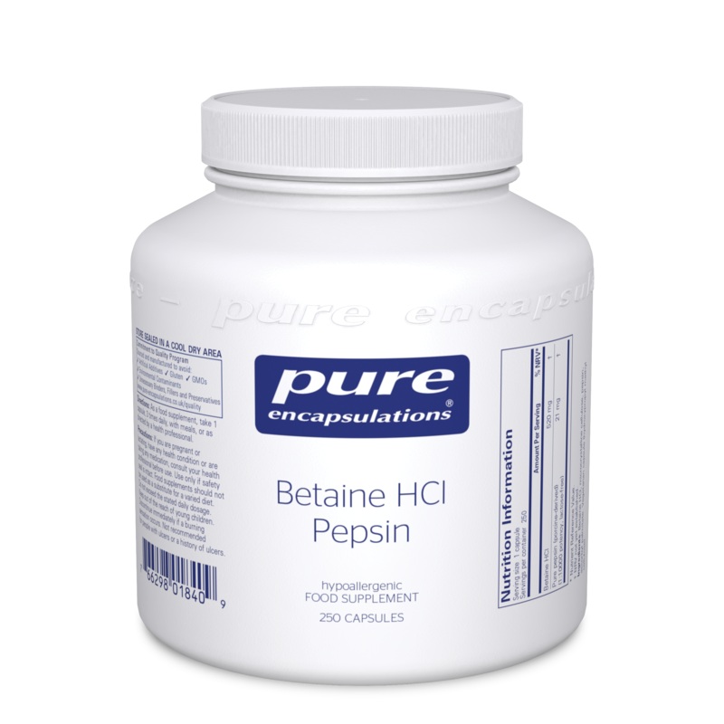 Betaine HCL Pepsin 250 Capsules