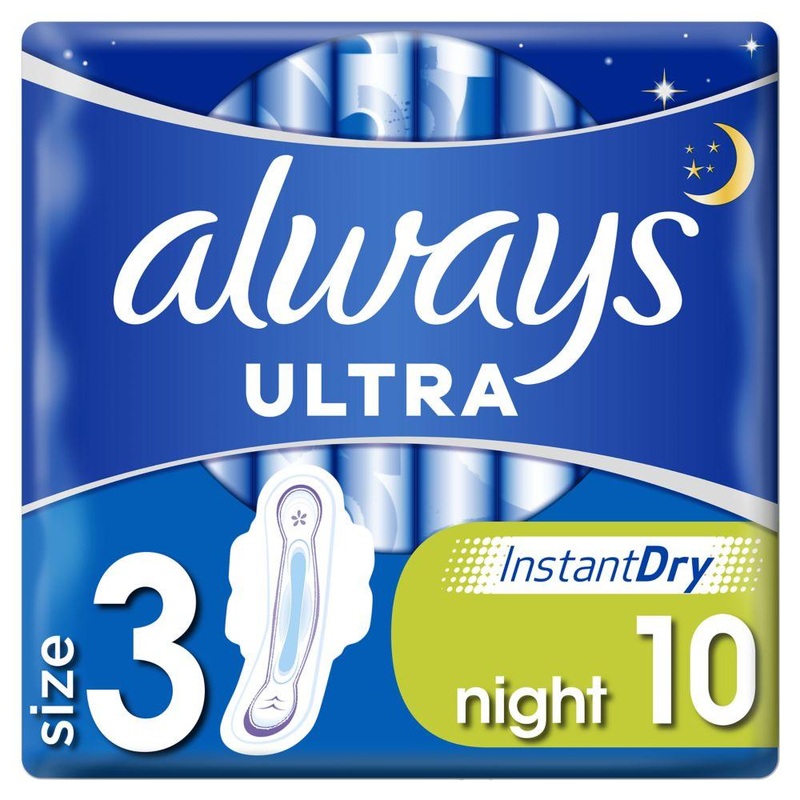 Ultra Night (Size 3) Sanitary Towels Wings 10 Pads