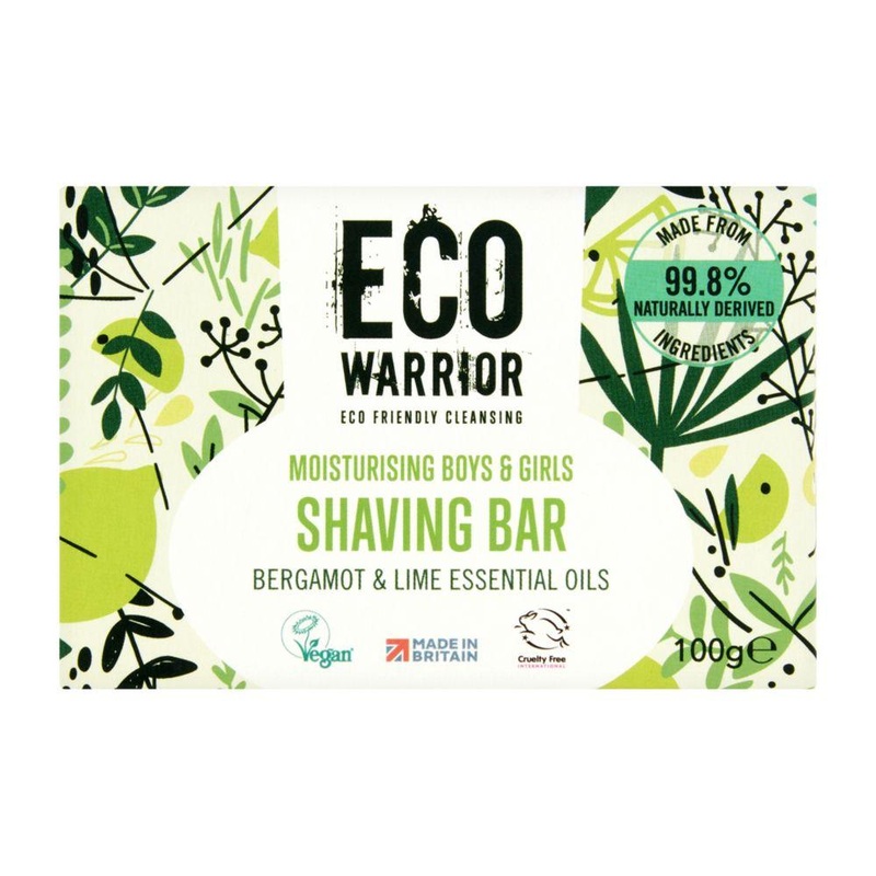 Eco Warrior Moisturising Boys & Girls Shaving Bar – Bergamot & Lime Essential Oils 100g