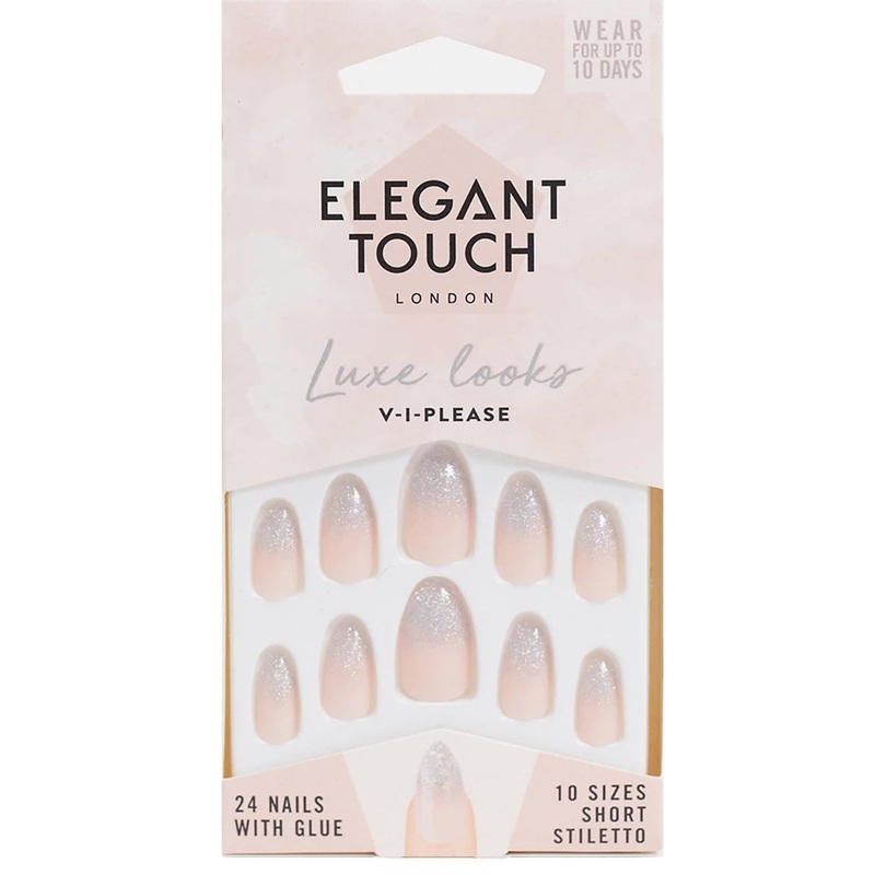 Elegant Touch Luxe Looks Short Stiletto 24 Glitter Nails
