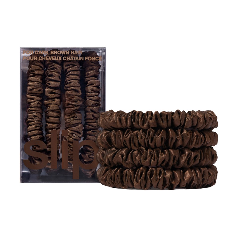 Pure Silk Back To Basics Skinny Scrunchies – Dark Brown 1 Unit