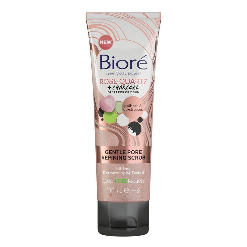 Bior Rose Quartz & Charcoal Gentle Pore Refining Face Scrub 110ml for Oily Skin