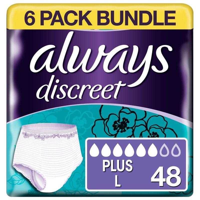 Discreet For Sensitive Bladder Pants Plus (6 Drop) Large – 48 Pants (6 Pack Bundle)