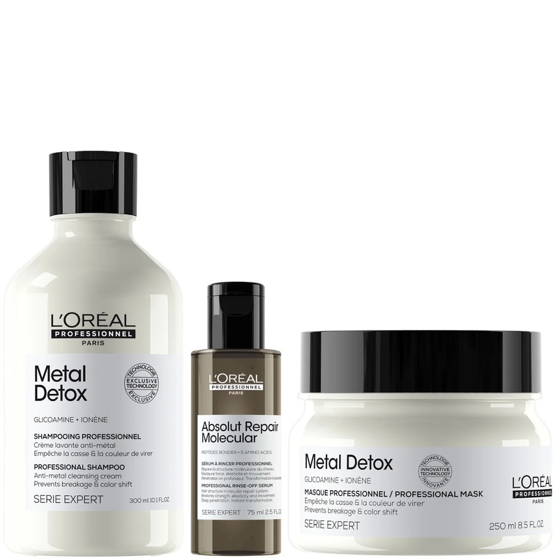 L’Oral Professionnel Metal Detox Shampoo & Hair Mask, protect from hard water, with FREE Mini Serum, 300ml, 250ml & 75ml
