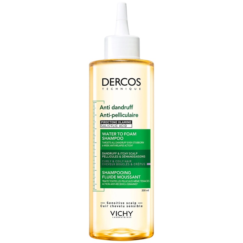 Vichy Dercos Anti-Dandruff Water To Foam Shampoo To Treat Dandruff On All Curls and Coils 200ml