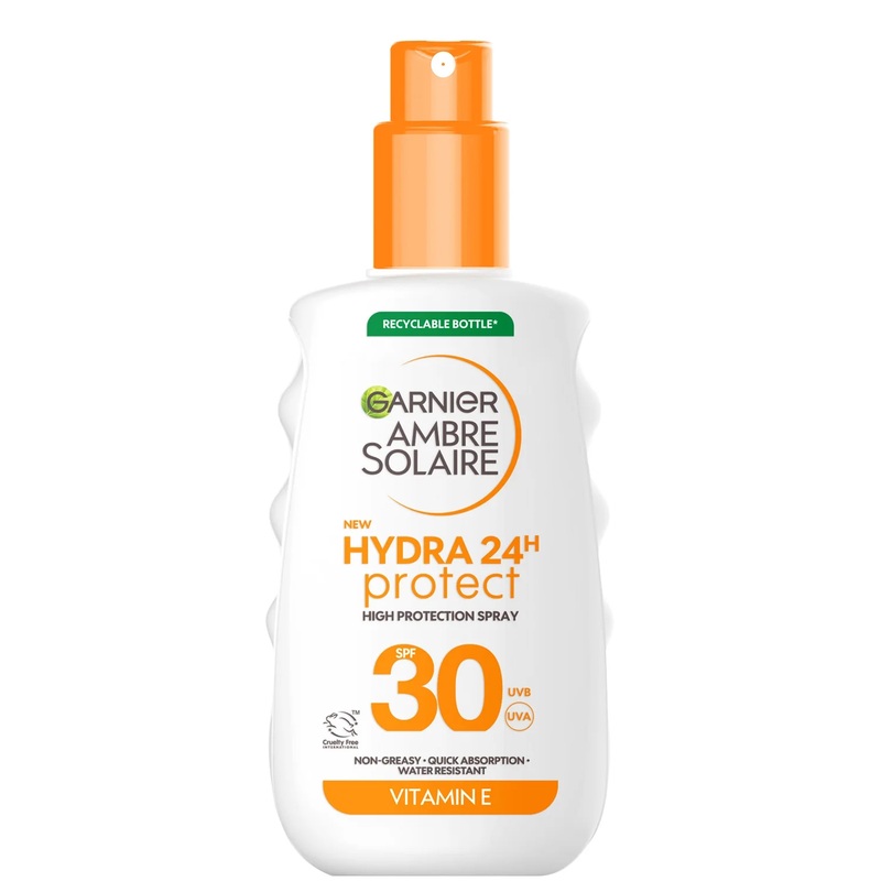 Garnier Ambre Solaire SPF 30 Hydra 24 Hour Protect Hydrating Sun Cream Spray With Vitamin E, 150ml