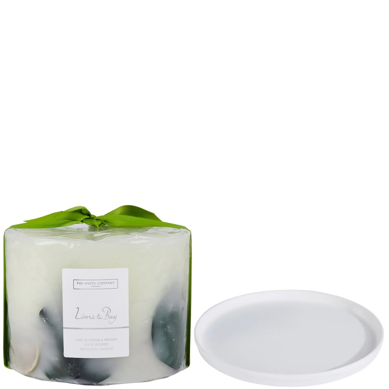 The White Company Lime & Bay Botanical Candle and Plate – Large