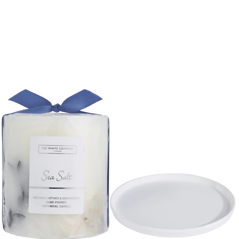The White Company Sea Salt Botanical Candle and Plate – Medium