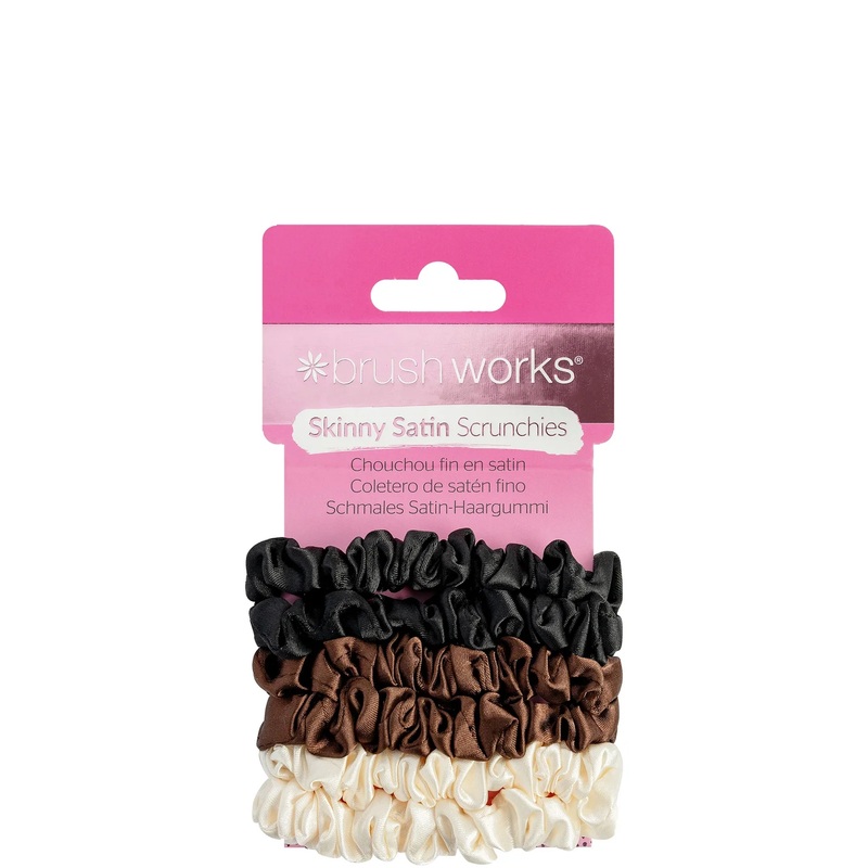 brushworks Skinny Satin Scrunchies – 6 Pack