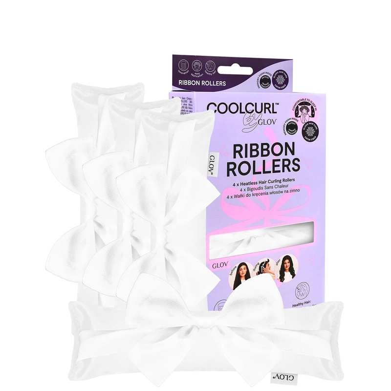 GLOV Coolcurl Heatless Hair Curling Satin Ribbon Rollers Set – White