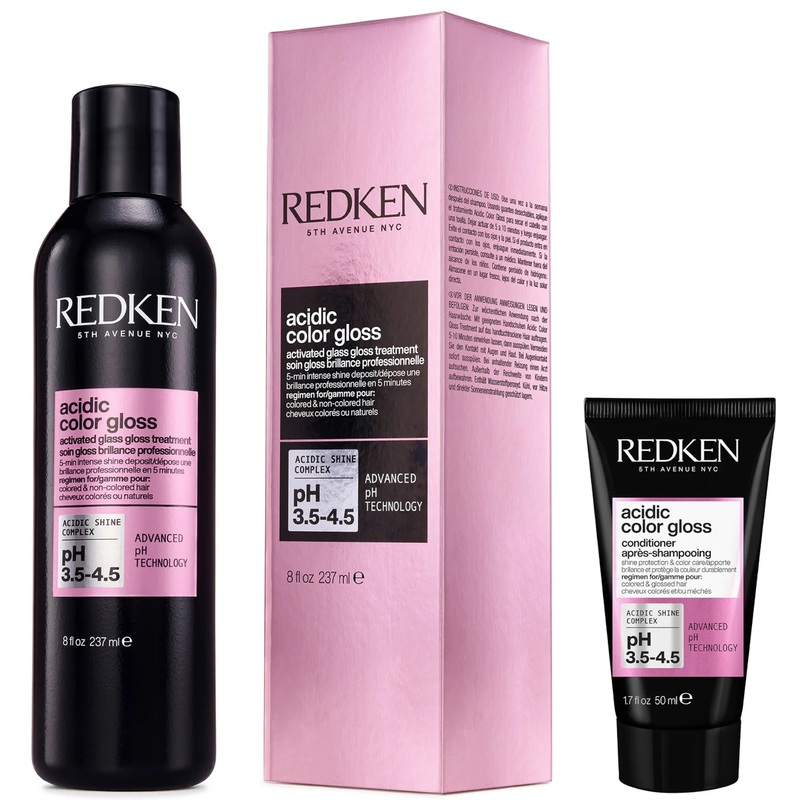 Redken Acidic Color Gloss Activated Glass Gloss Treatment 237ml and Conditioner Mini 50ml, Glass-Like Shine (Worth 36.78)