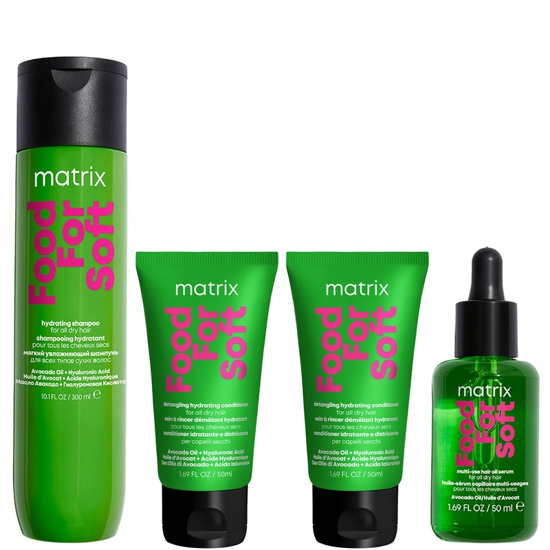 Matrix Food for Soft Shampoo 300ml, Hair Oil 50ml + 2x 50ml Mini Conditioners With Hyaluronic Acid For Dry Hair (Worth 40.82)